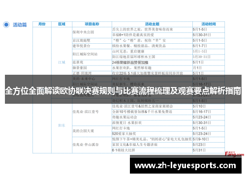 全方位全面解读欧协联决赛规则与比赛流程梳理及观赛要点解析指南 全方位全面解读欧协联决赛规则与比赛流程梳理及观赛要点解析指南